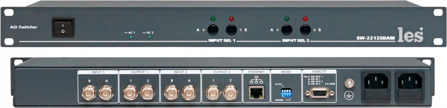 SW-2212SDAM - dual channel DVB-ASI TS/T2-MI redundant stream switcher