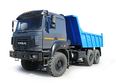 Dump truck Ural 55571-82 (Equipment variants: gearboxes: ZF 9S1310, 9S1315; clutches: ZF, Hammer; transfer case: URAL; neutral).