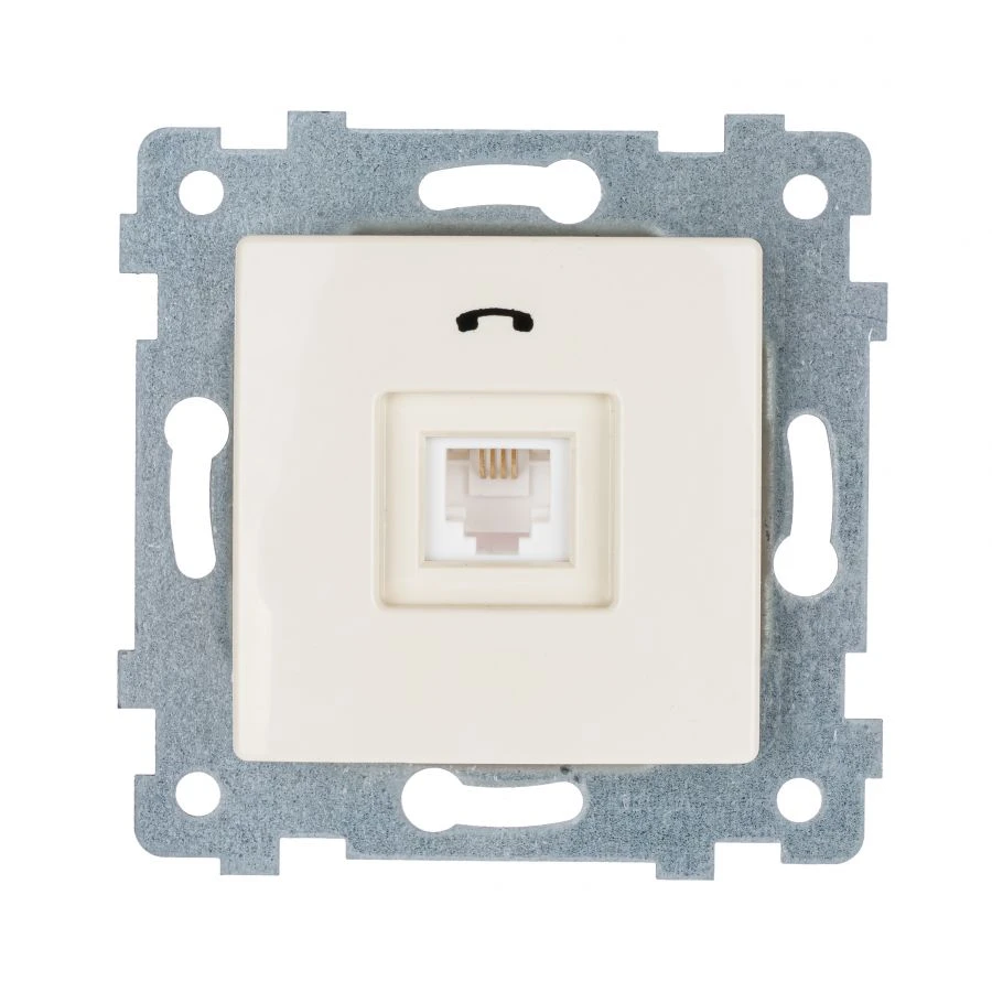 "MARIA" Low-voltage telephone flush-mounted socket mechanism PT1-456, colour "ivory"