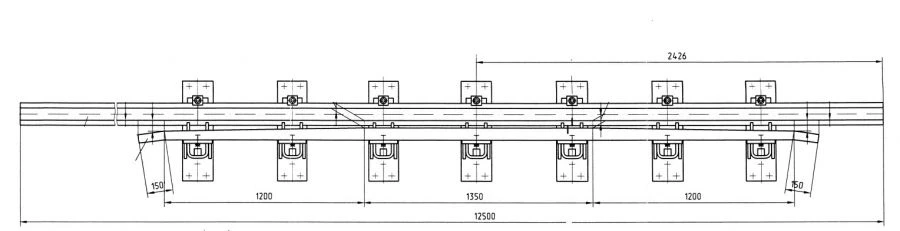 Cross rail with counter rail of P50 type of 1/11 grade Project 2642.01.040/01