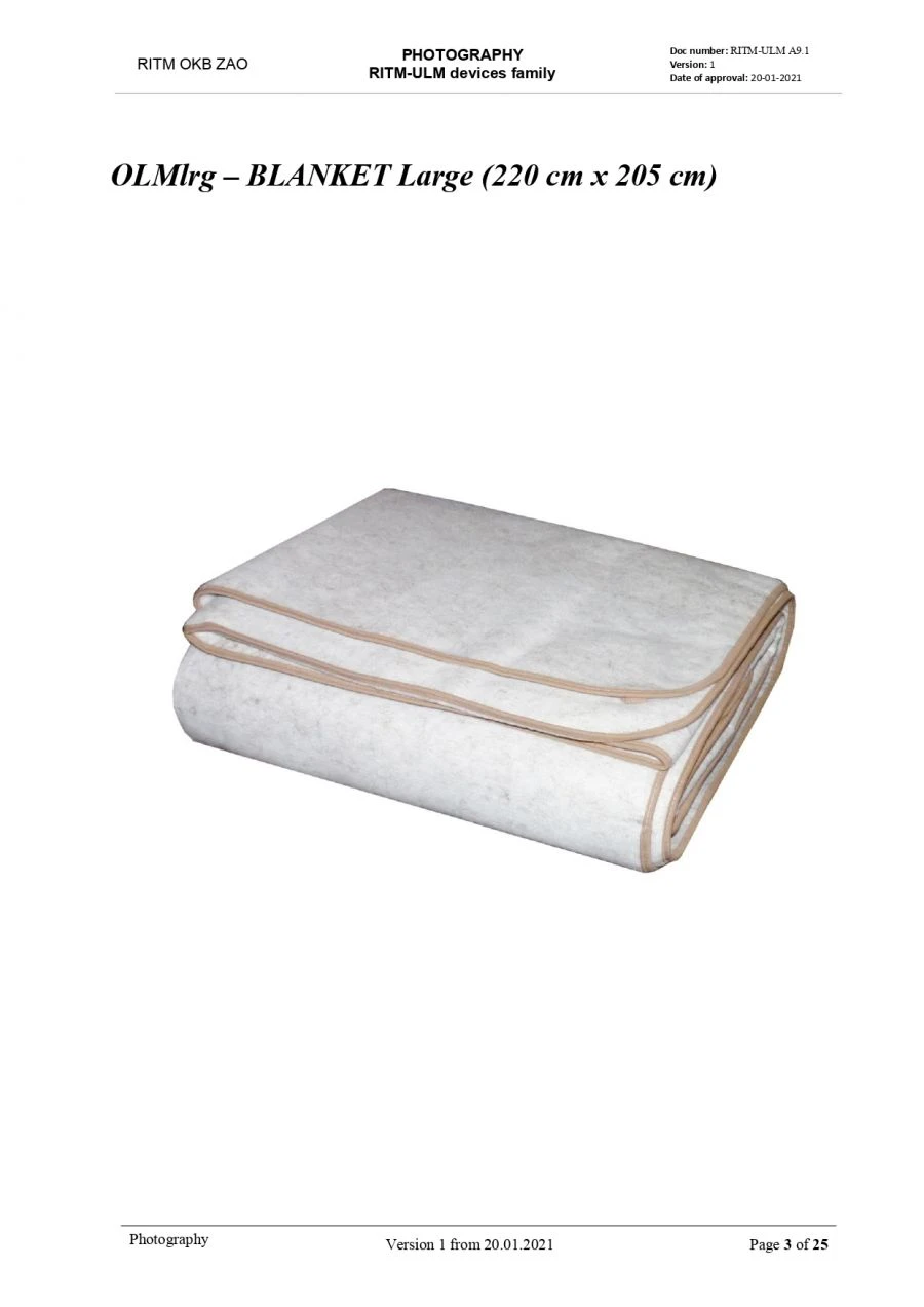 Therapeutic multilayer device on the basis of metallised film "RITM-ULM" / Therapeutic multilayer blanket (MLB) Big time