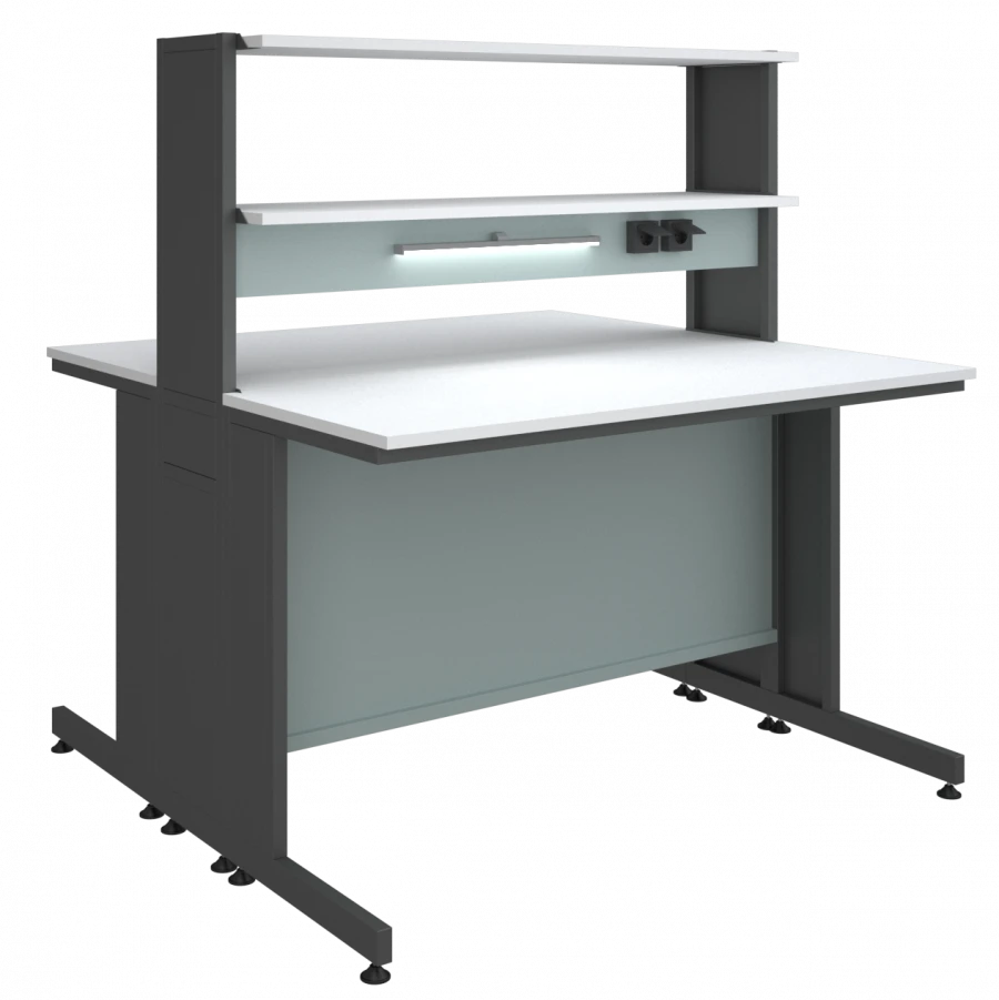 High laboratory table with superstructure