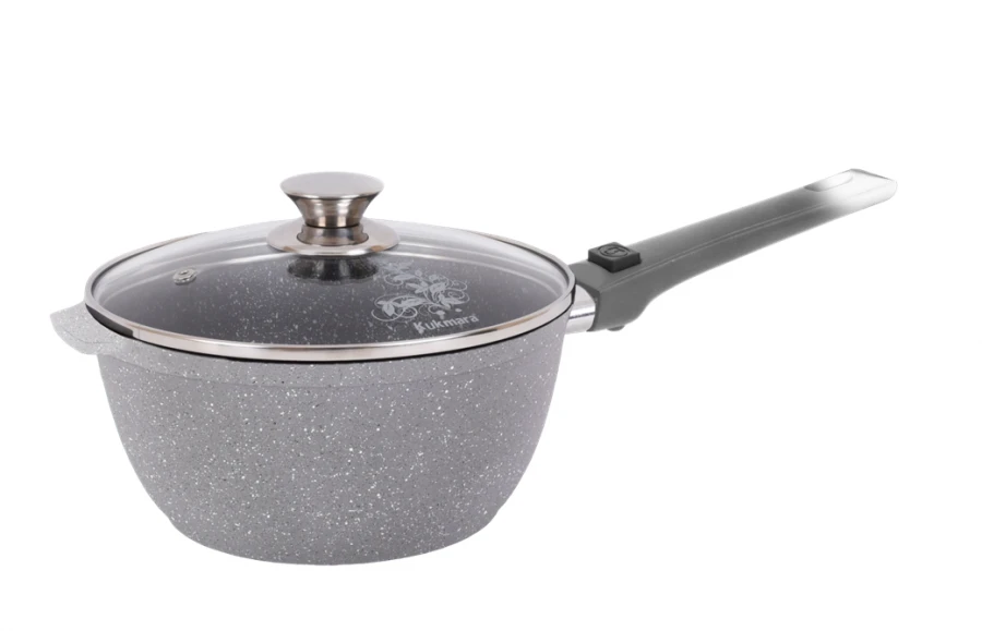 Ladle 2,2L cast aluminium (with non-stick coating) TM Kukmara, with removable Bakelite handle, with glass lid, l
