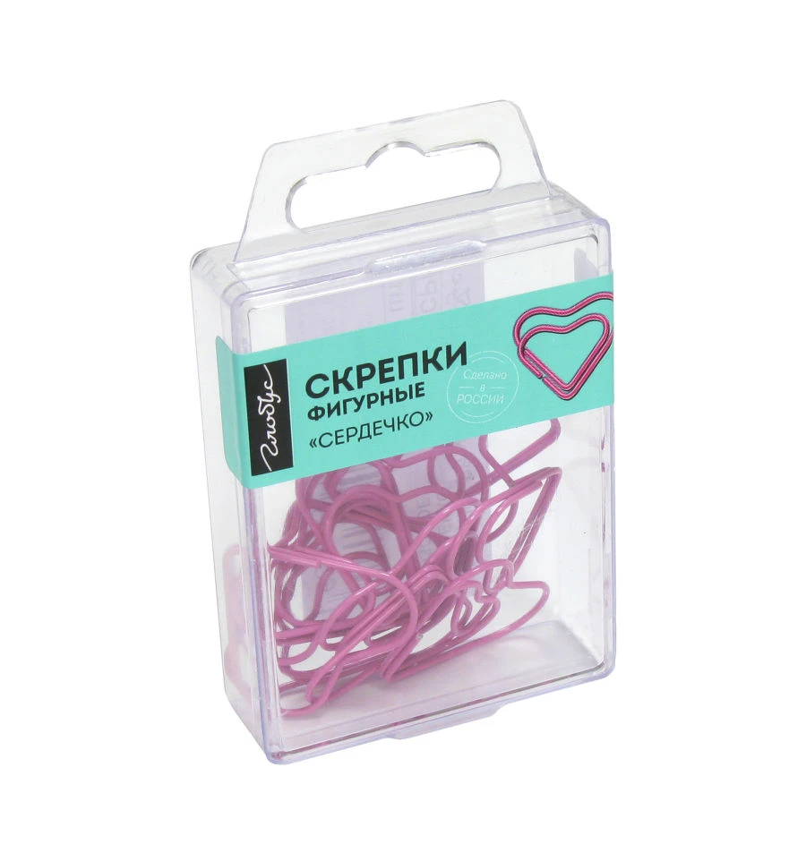 Paper clips - heart 28 mm 12 pieces, pink