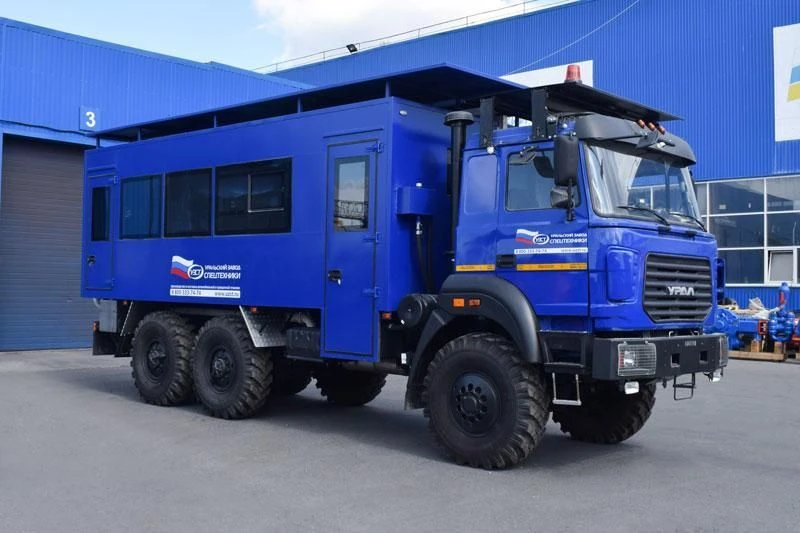 Special bus, shift bus, UZST brand, type UZST07, modification 5861-35 on chassis Ural 4320-80 (CP YaMZ: 0905, 1105, 12).