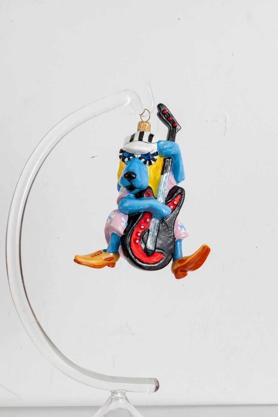 Licence Christmas tree toy made of glass "Bassist Dog"