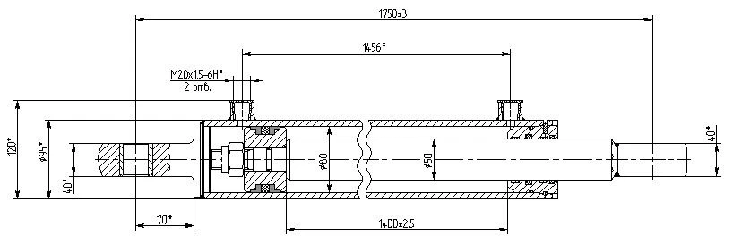 Hydraulic cylinder 1150.00.00.00.00 (80x50-1400, mm), 16MPa