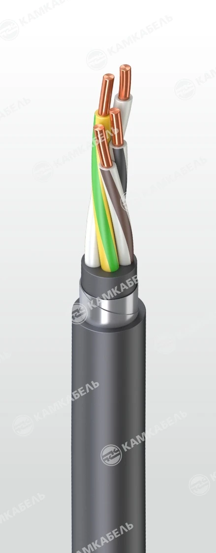Power cable with copper conductors insulated with polyvinylchloride plasticate of reduced fire hazard for voltage 660, 1000