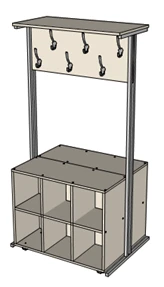 Double-sided floor cloakroom system with shoe boxes