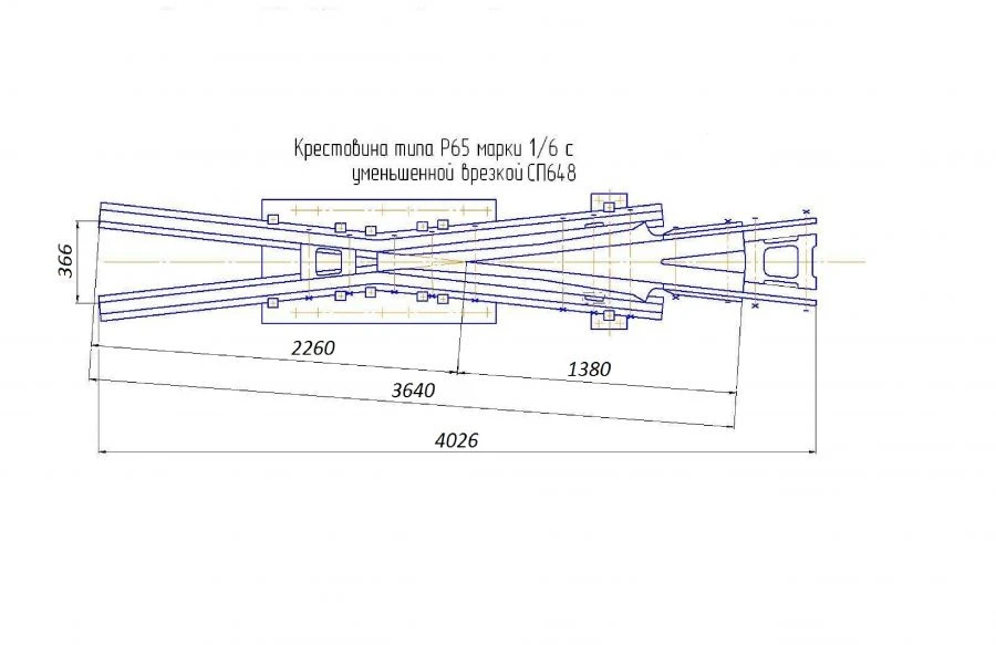 Cross-arm of type P65 grade 1/6 with reduced cut-in of project SP648