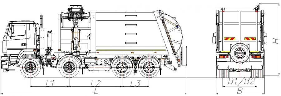 Side-loading rubbish truck model MK-3555-14