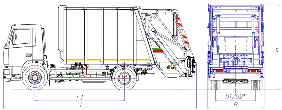 Rear-loading rubbish truck model MK-3548-02