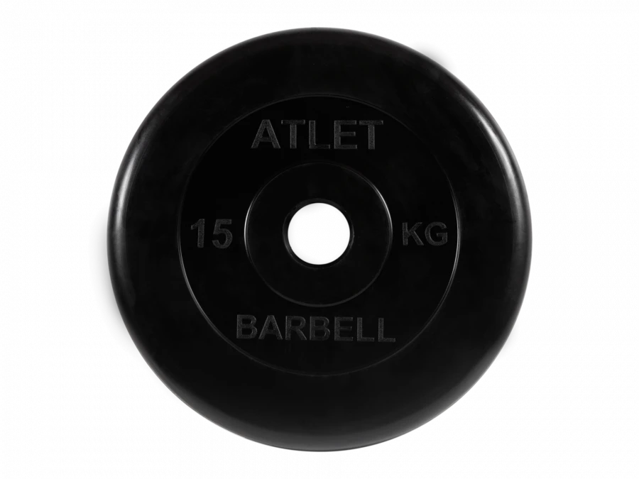 MB-AtletB51-15 Athlete rubber disc, black, 51 mm, 15 kg