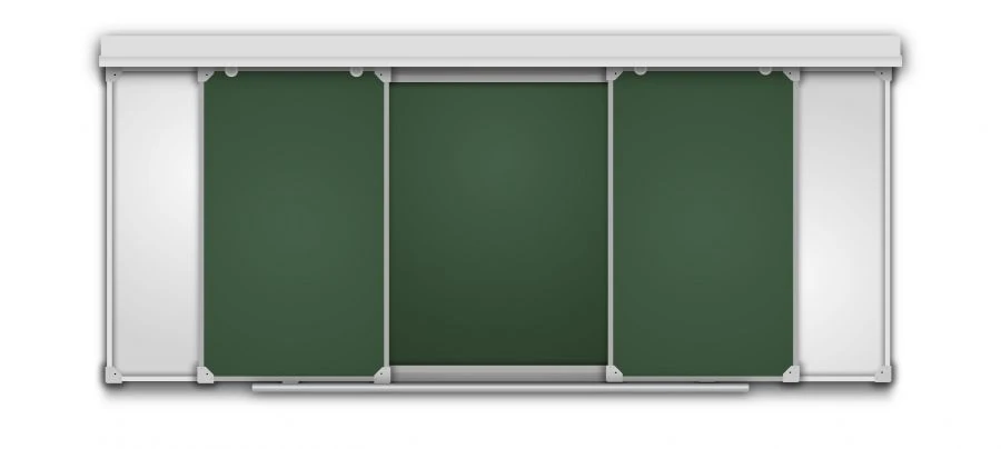 Rail system for sliding magnetic marker-chalk boards for classrooms