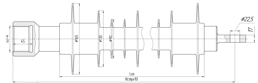 Fixation rod insulator with ribbed sheath made of organosilicon rubber FSPKr 120-25/1,3-K-G2