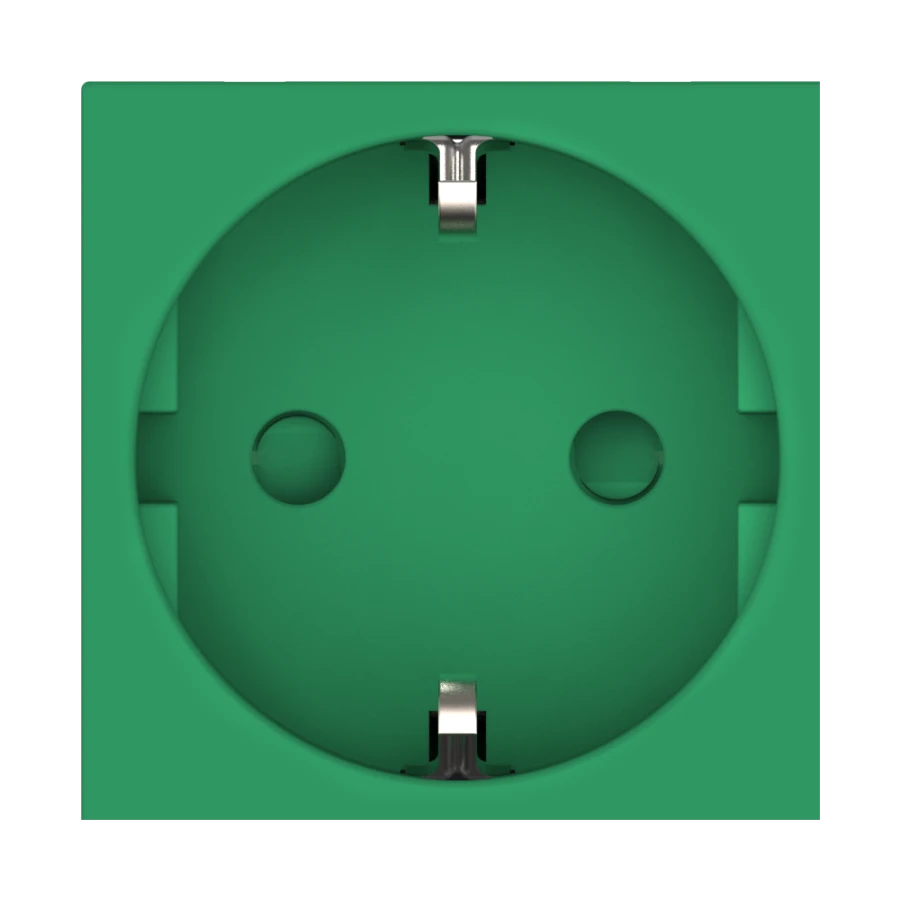 CADUCEUS ALING HIDE SP socket outlet with grounding with curtains modular 45x45, 16A, 250V~, with horizontal plug, green