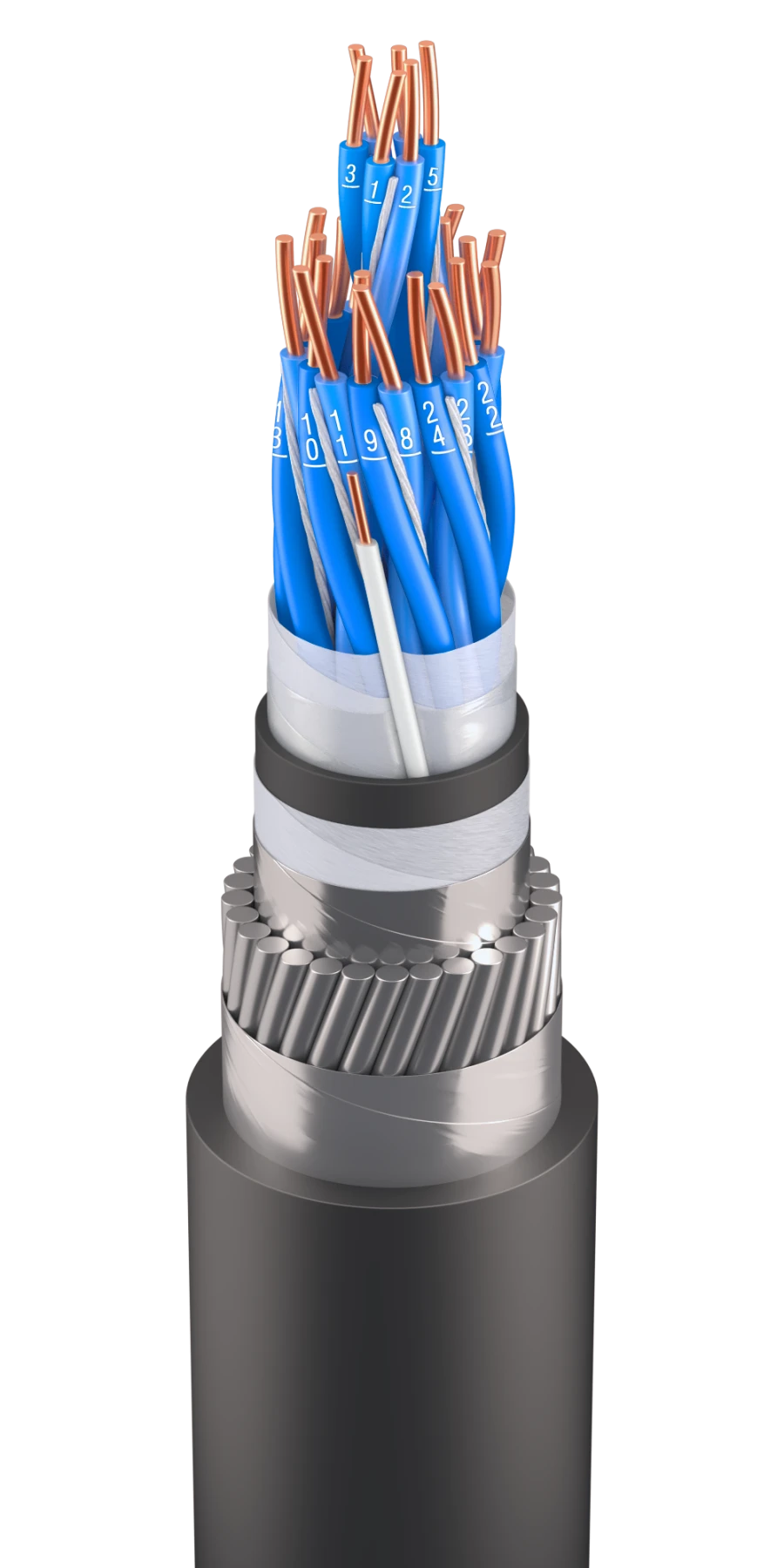 Cable for signalling and interlocking, with increased protection against external electromagnetic influences, with aluminium shi