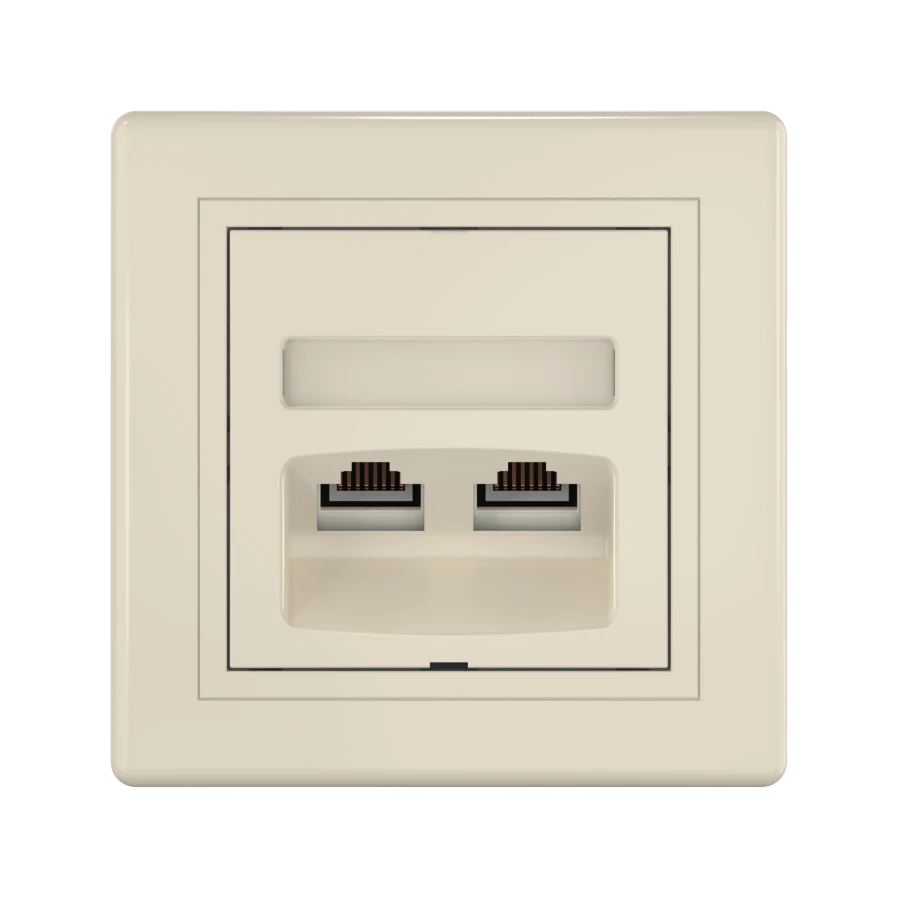 CADUCEUS ALING PRESTIGE Flush-mounted double computer socket with Keystone RJ45 8P8C cat.5e UTP modules, beige, art. 6