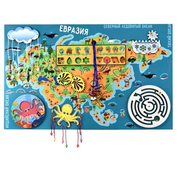 Bisiboard (didactic panel) wall-mounted "Animal and plant world of Eurasia". Series: OUR PLANET - EARTH