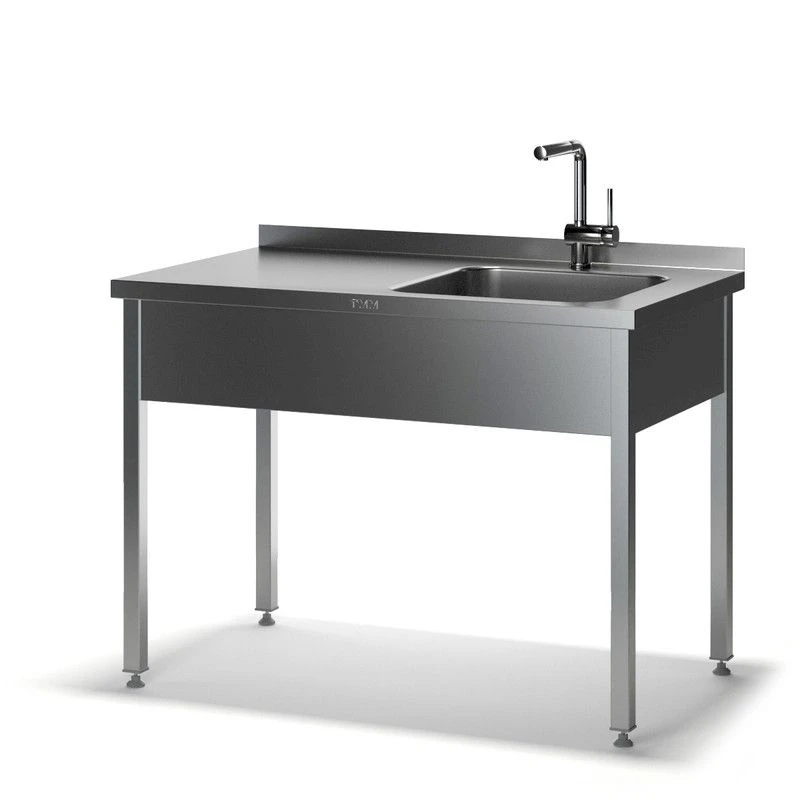 Collapsible table with one-piece sink and worktop MS-P 2 with stainless steel edge