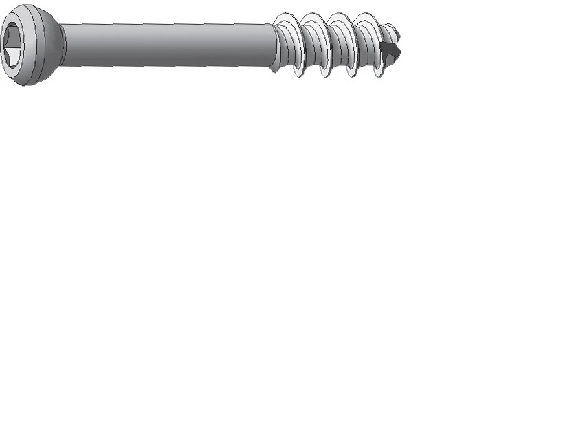 Cannulated screws Ø 4.0 mm with short thread, length from 10 mm to 72 mm with 2 mm pitch, item No. 417.0XX