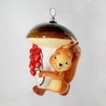 Handmade glass Christmas tree toy "Squirrel with mushroom"