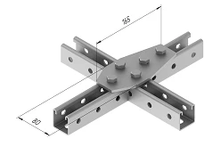 Plate 5 holes SMA 611, with overall dimensions 80x165 mm, metal thickness 5,0 mm, stainless steel grade AISI 304.