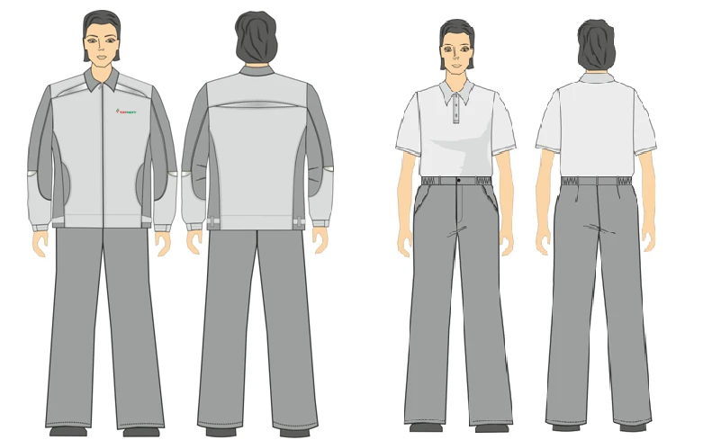 Women's suit (jacket, trousers) for protection against general industrial pollution and mechanical effects (abrasion) made of co