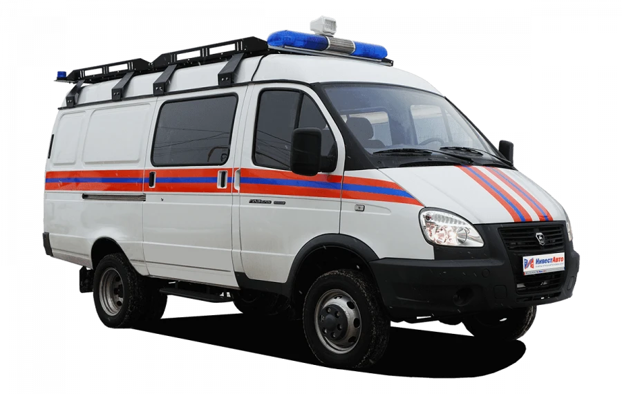 Emergency services and police vehicles type N1GSB modification N1GBFS based on GAZ 27057 vehicle with petrol internal combustion