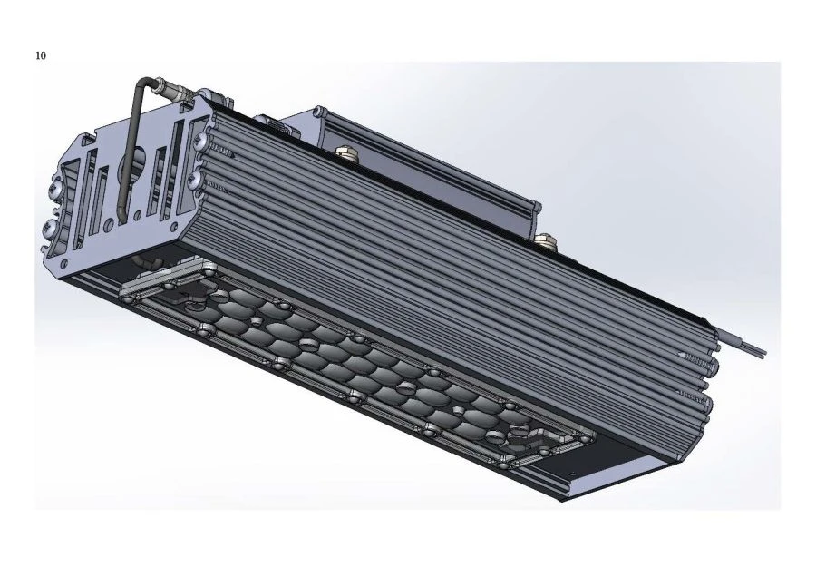 LED luminaire "Industrial Design MTM IoT" series CUBIC 460 One module 59w, 9,450lm, 160 Lm/W. PSU outside the housing