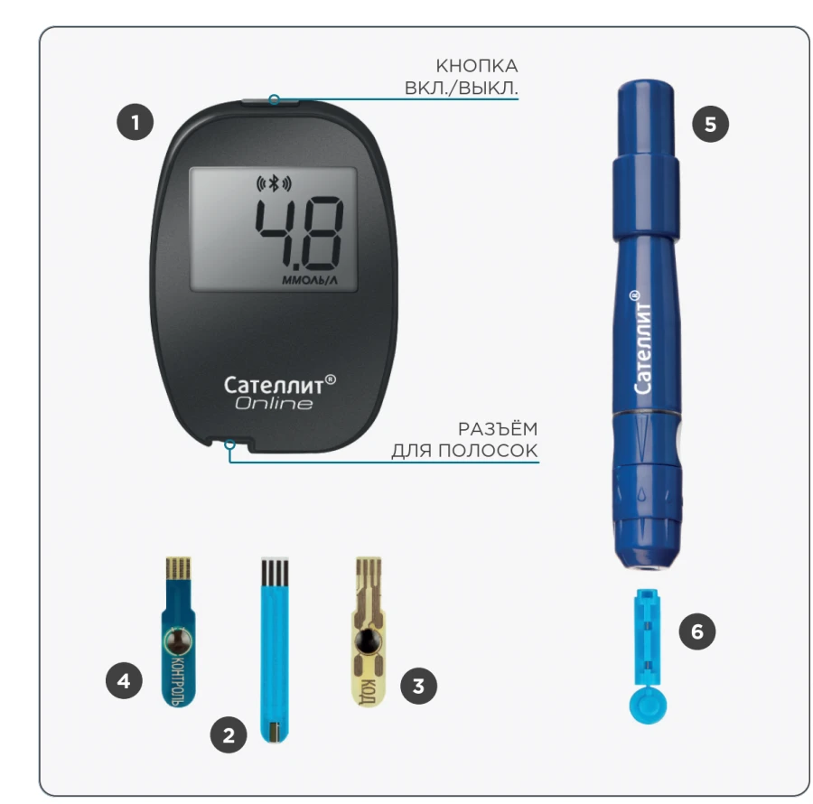 Blood glucose level monitoring system glucometer SATELLIT® ONLINE