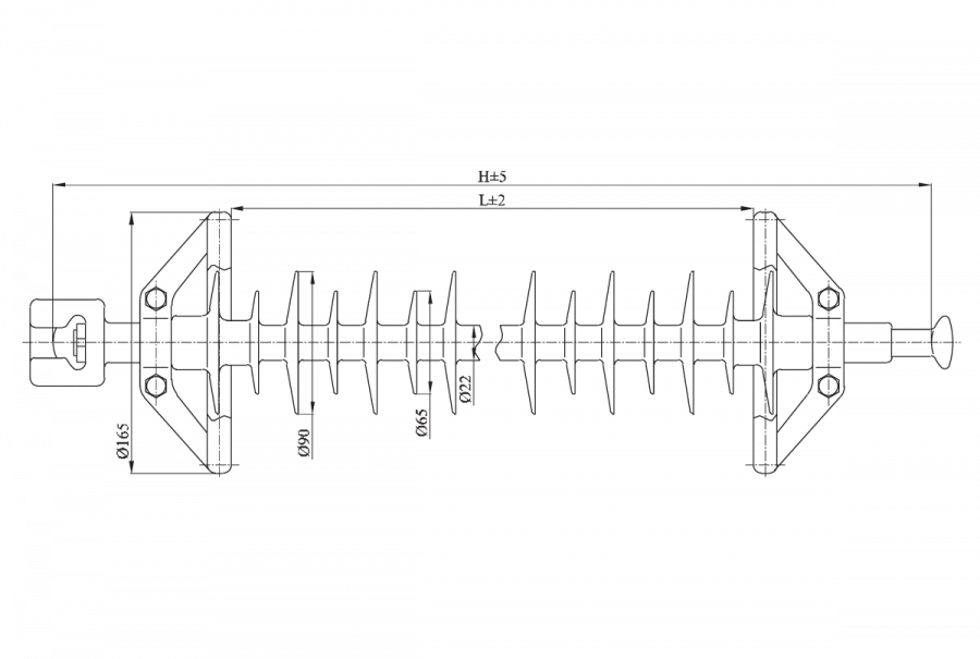 Linear suspended rod insulator with protective sheath made of organosilicon composition LC 120/150-I-4 GP
