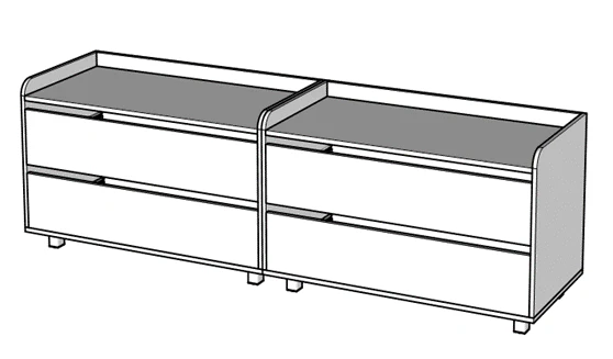 Curriculum wall with drawers (without blackboard)