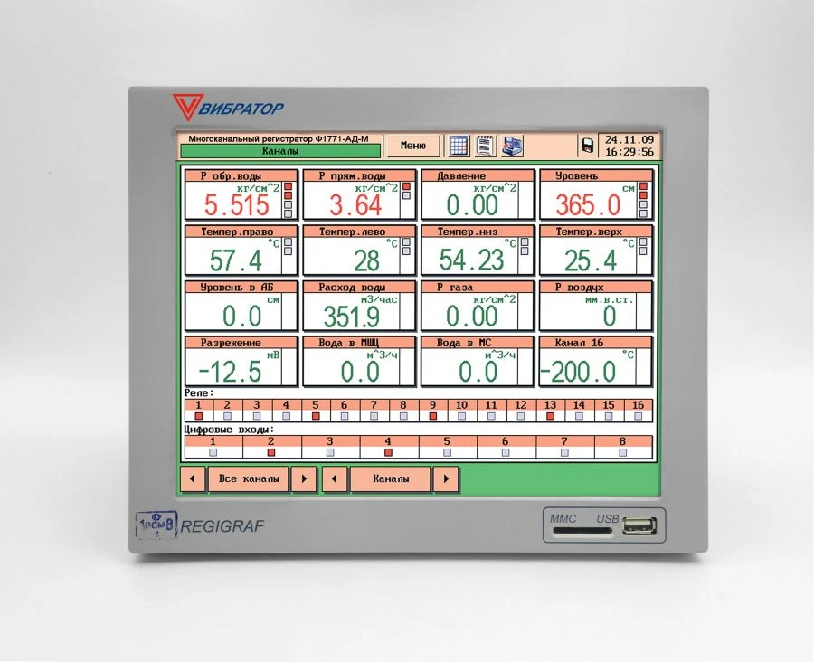 Panel electronic multichannel recorder F1771-AD-16-2-2-2-03-01-1