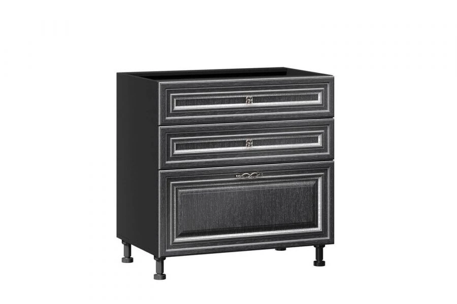 Type 4 LD.270930.000 Kitchen cabinet 800 with 3 drawers cabinet LUX (4) (Black )