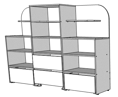Play wall with drawers