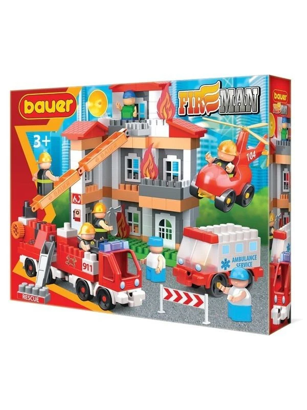 Bauer "Fireman" children's educational construction set "Fire Fighting. All inclusive!" 253 elements in a box, art.