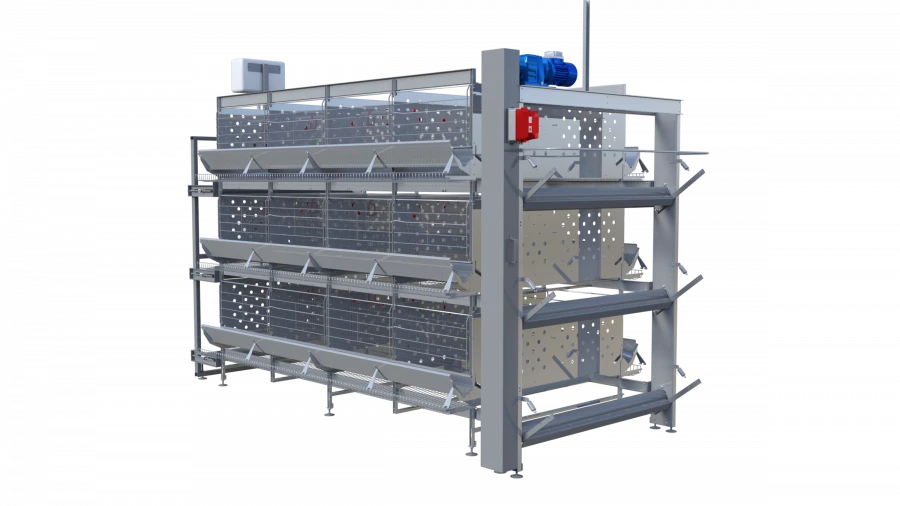 Machines for poultry farming: equipment for caging of farm poultry