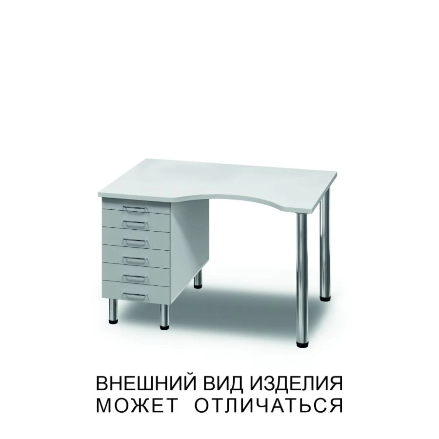 Single-desk microscope table with drawers and pull-out shelf