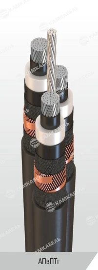 Power cable for universal laying with aluminium conductors with cross-linked polyethylene insulation for voltage 6, 10, 20, 35