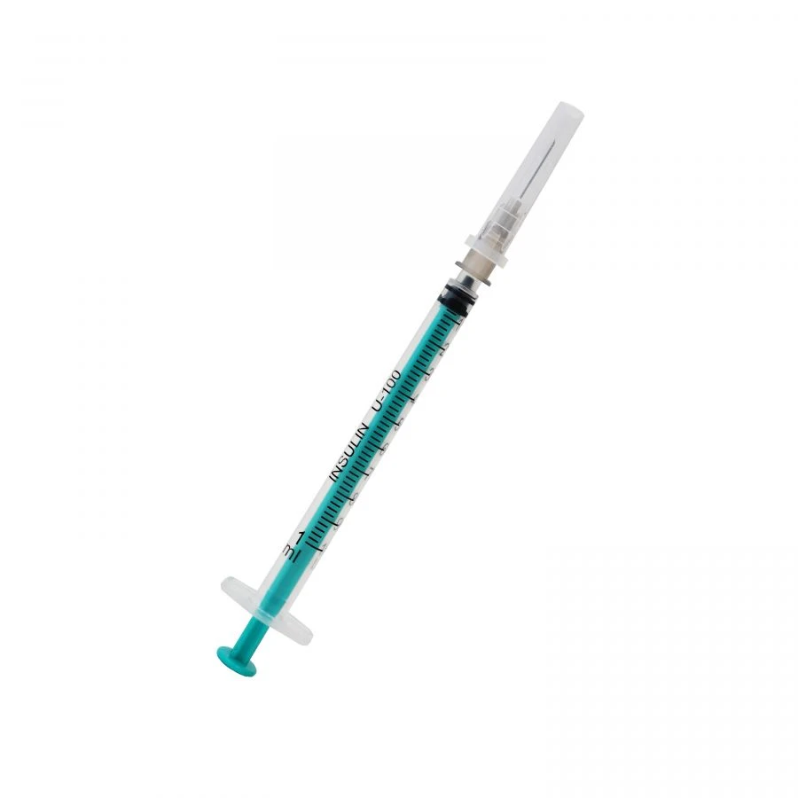 Single-use three-detail sterile injecting syringes with single-use injecting needle insulin vm