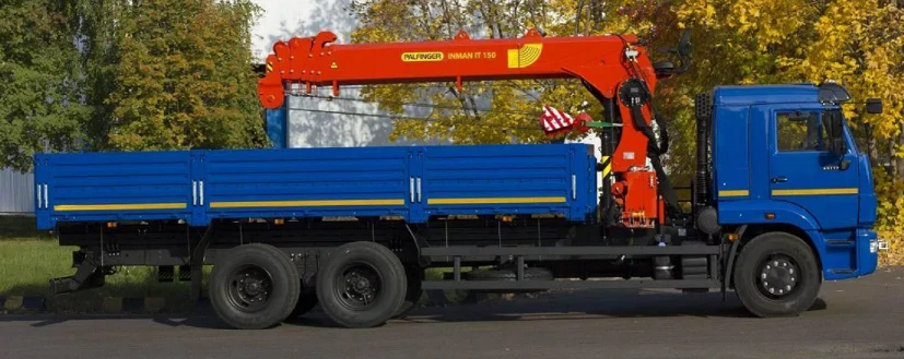 Flatbed truck with CMU (JSC "INMAN" IM150N, IM320) model 336947 on chassis KAMAZ-65117.