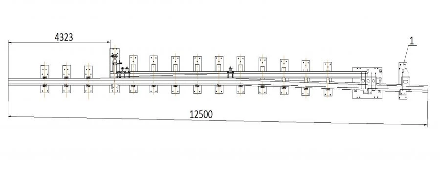 Curved frame rail with straight shank of the project 2643.05.000