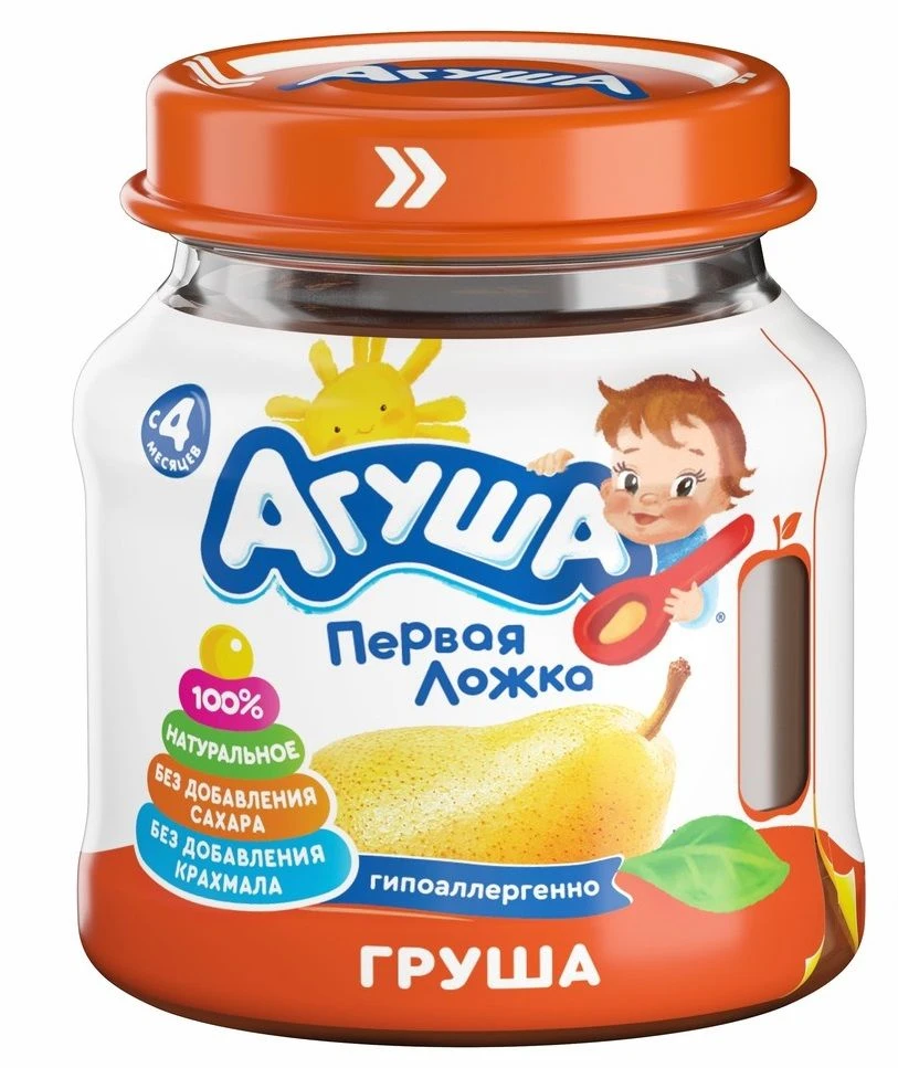 Homogenised pear puree "Agusha", 100 g (glass jar)