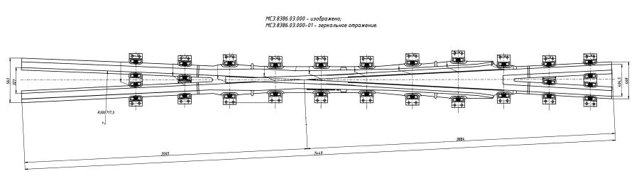 CRESTOVE of type 60E1 type 1/9 of 300 m radius (project MSZ.8386.03.000/-01)
