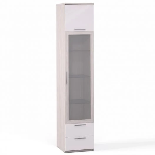 Rimini Ice F9A-01.CG/23P, 1-door glass cupboard, 1 door, panel, 2 drawers, glass shelves from the set of modular furniture Rimin