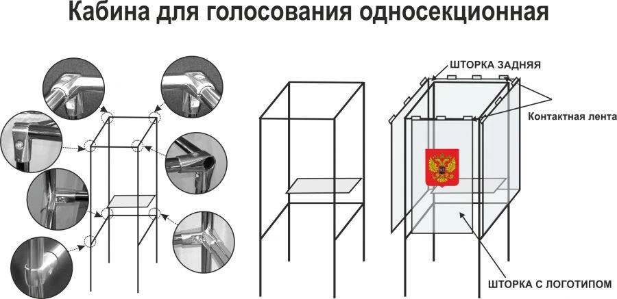 Single-section voting booth (metal frame)