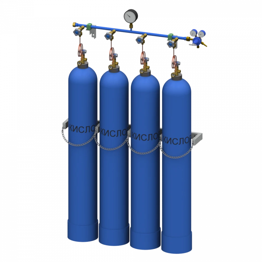 RRK-4-L four-cylinder oxygen discharge ramp with spoon