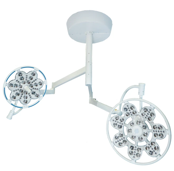Surgical ceiling luminaire with emergency power supply adjustable two-unit luminaire for low ceilings "EMALED 500/300 LT NP"
