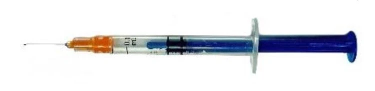 Single-use sterile, self-locking injection syringes, version I, 0.1 ml capacity, with built-in needle-filter 5A "Luer Lok".